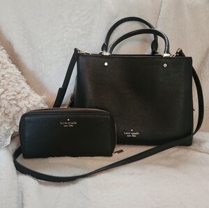 Kate Spade Leila Medium Black Crossbody/ Satchel and Wallet Set